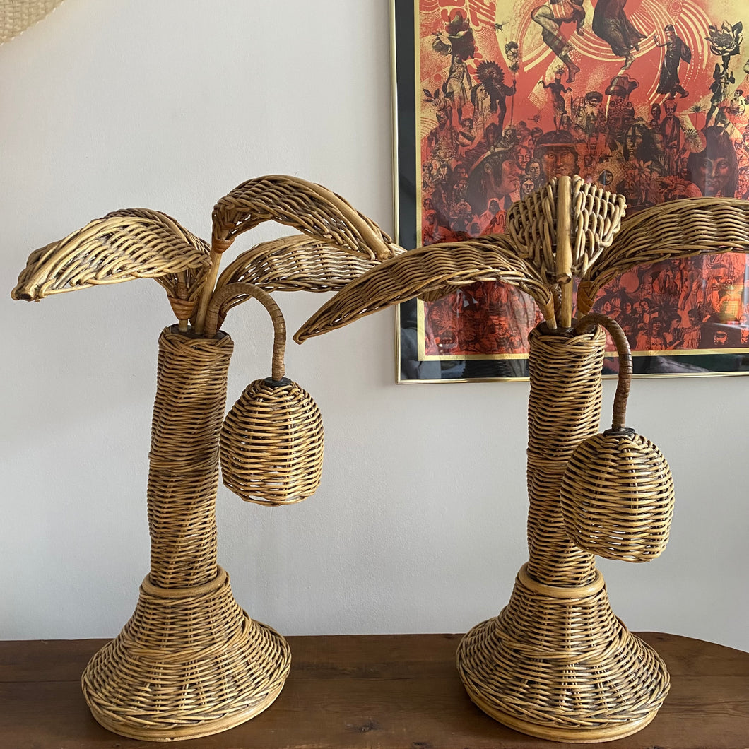 1970s Wicker Palm tree Lamps