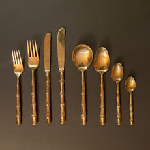 Load image into Gallery viewer, Brass Bamboo Cutlery Set
