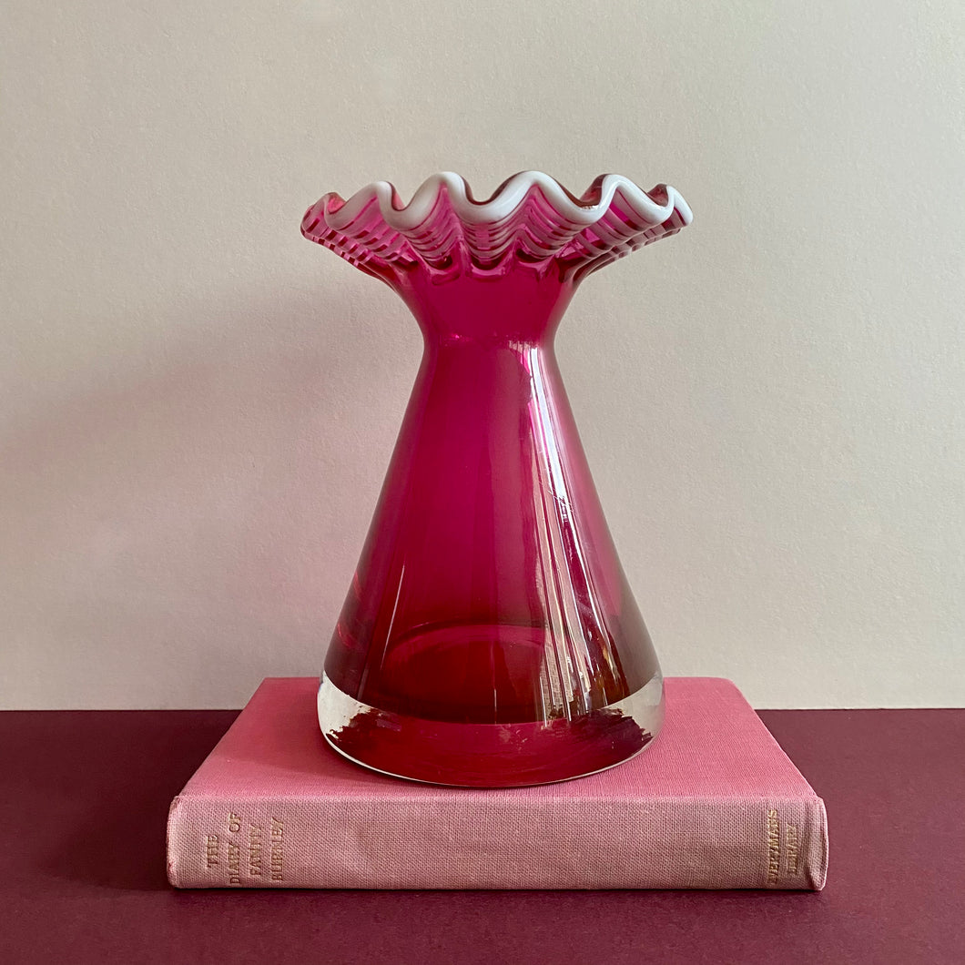 Cranberry Frill Vase