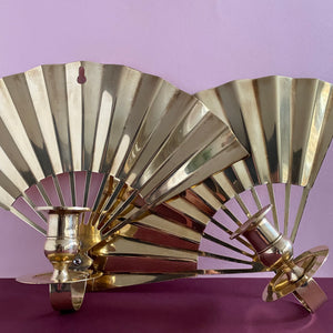 1980s Brass Fan Sconces