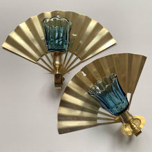 Load image into Gallery viewer, 1980s Brass Fan Sconces
