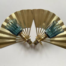 Load image into Gallery viewer, 1980s Brass Fan Sconces
