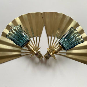 1980s Brass Fan Sconces